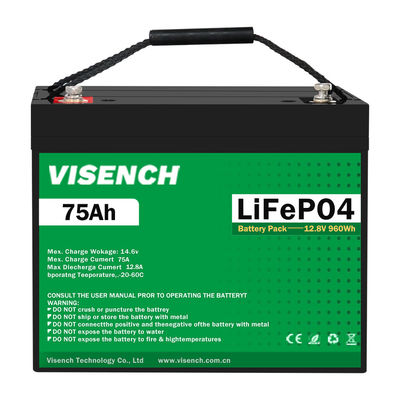 Visench 5000 Profundo Ciclo 12V 75Ah Bateria de Fósforo de Lítio Ferro Lifepo4 Bateria Para Campistas Rv Sistema de Energia Solar
