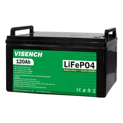 Bateria de armazenamento de energia Visench Personalização 12v 120ah RV Bateria de lítio ferro fosfato 12V Lifepo4 Bateria