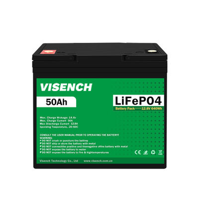 Visench 12V 50Ah Lifepo4 Lithium Ferro Bateria Pack Deep Cycle Times Bateria Lifepo4 12V Para Sistema de Energia Solar