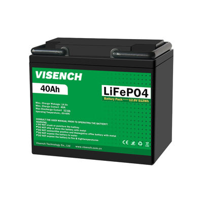 Visench Prismatic 12V 12.8V 40Ah Deep Cycles Recarregável Sistema de armazenamento de energia solar Iões de lítio Lifepo4 Bateria