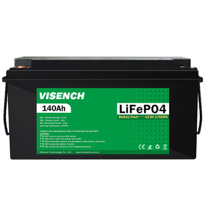 Armazenamento de energia Visench 12V 140Ah RV Bateria de lítio ferro fosfato 12V Lifepo4 Bateria