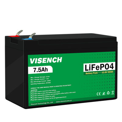 Visench Deep Cycles 12V 7.5Ah Lifepo4 Bateria recarregável de lítio ferro fosfato