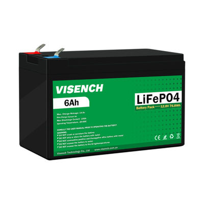 Certificado Visench CE Bateria recarregável de 12,8V 6Ah LiFePO4 Ácido de Chumbo Substitua Bateria de Íons de Lítio 12V 6Ah