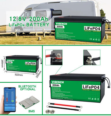 Visench fábrica direta 12V 24V 100Ah 120Ah 200Ah Deep 6000 ciclos bateria solar Li-Ion Bateria de armazenamento de energia